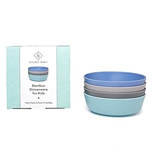 Goobie Baby Bamboo Dinnerware Bowls for Kids, Set of 4 Eco Friendly Toddler Bowls :: Non Toxic & Kid Safe Dishes for Cereal & Soup :: Mix and Match :: Great Gift for Baby Shower & Birthday