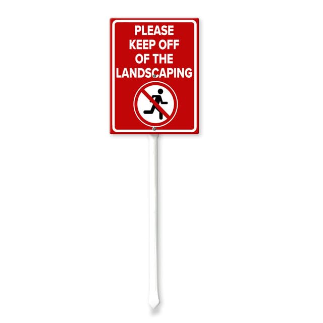 Geroclonup Please Keep Off Of The Landscaping Yard Sign with Stake -20x30cm Rustproof Aluminum Sign Outdoor Aluminum Sign for Lawn Garden, Easy to Install, Outdoor Use