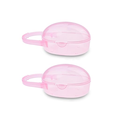 Image of AKOAK Pacifier Box, Travel Universal Pacifier Box with Handle, is Very Useful for Mothers - A Great BPA-Free Tool for Storing Pacifiers, Pack of 2 (Pink)