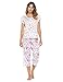 Casual Nights Women's Short Sleeve Floral Print Capri Pajama Set