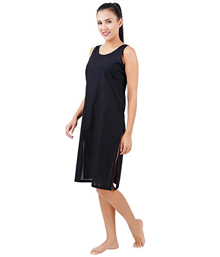 Happy Bunny Womens Cotton Suit Slip & Camisole Combo Set of 2 Black-Black