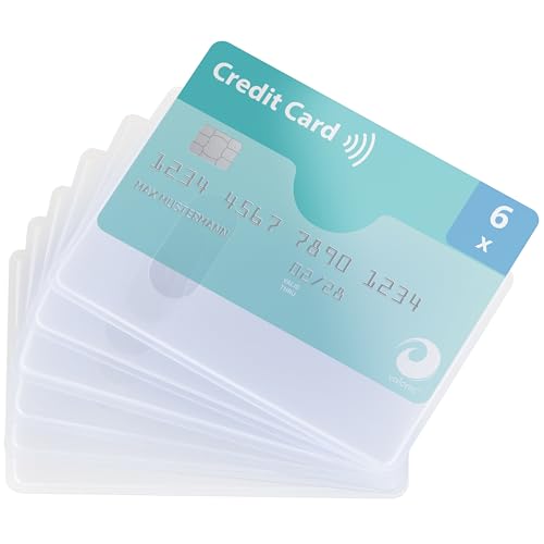 valonic Schutzhülle für Kreditkarten - 6er Set, Plastikhüllen mit Längseinschub, transparent - Kartenhülle für EC Karten, Kreditkartenetui, ec-Karten-schutzhülle für Geldkarten