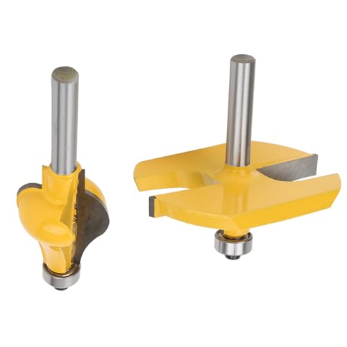 2 Piezas de 2 Piezas de Bits de Enrutador de Panel de Vástago de 8 Mm con Cojinete para Modelado de Línea de Madera, Aleación YG6 Seleccionada, Recubrimiento Resistente Al Calor, Herramienta de