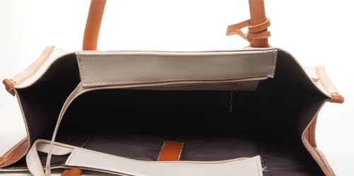Image of Carrylux Women's Soft & Lightweight Tote Bag | Handbag | 14-inch Laptop Space | Ivory & Tan