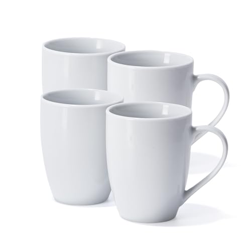 13 Oz Coffee Mugs Set of 4 Ceramic Coffee Mug White Coffee Cups Tea Cups New Home Office Restaurant Drinking Cup Sets Gift for Women Men Newlyweds Housewarming Wedding Party Christmas New Year Dinner