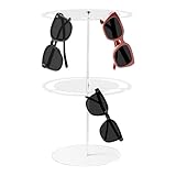 GoaePode 2 Stufiger Acryl Sonnenbrillenhalter - Transparenter Brillen-Organizer mit 360° Drehbarer für Mehrere Brillen, Doppelstöckige Aufbewahrung Display Ständer für Schreibtisch Kommode Tischplatte