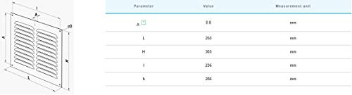 25 x 30 cm, griglia di ventilazione con zanzariera...