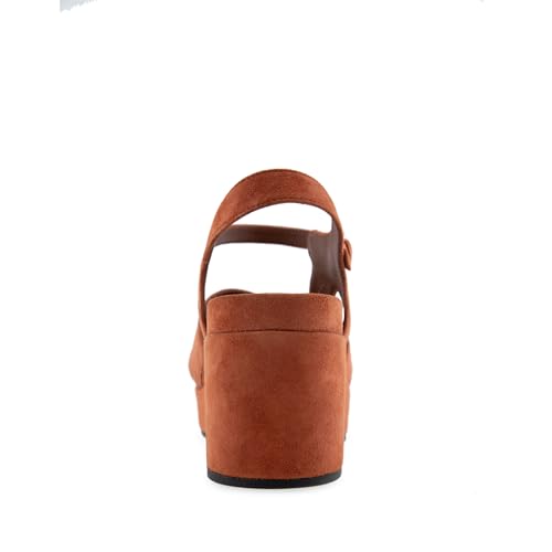 Aerosoles Women's CORA Flatform Heeled Sandal, Rust Suede, 8M3