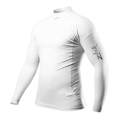 Zhik Mens Eco Long Sleeve Spandex Top - White - Easy Stretch Lightweight - Feel The Freedom in The Eco Flex Spandex - Size - M3