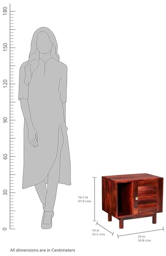Image of Amazon Brand - Solimo Erich Solid Sheesham Wood Bedside Table with 1 Cabinet for Home (Honey Finish)