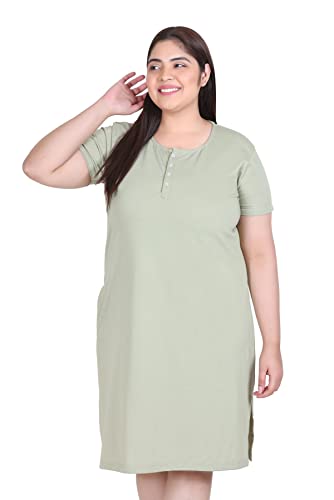 Image of In Love Women Cotton Buttoned Plus Size Short Slip Nighty Chemise
