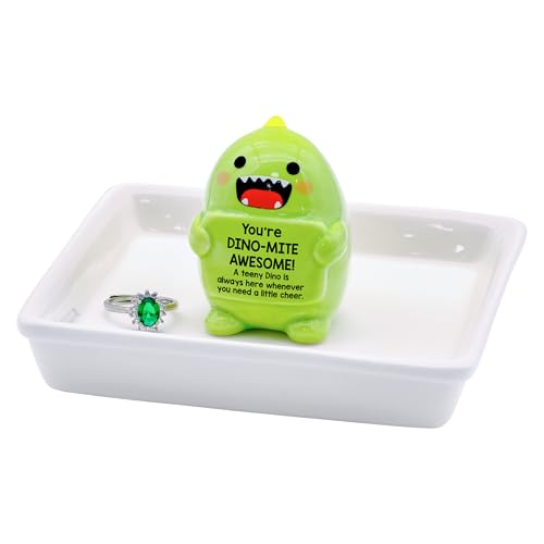 Image of PUDDING CABIN Funny Birthday Gifts for Women Dinosaur Ring Holder Dish for Rings Earrings Necklace Bracelets Jewelry Organizer Cute Room Decor, Mothers Day Gift for Mom Friendship Christams