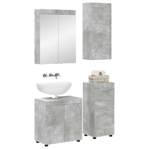 Muebles de baño modernos Tulum: organizador rectangular gris de 4 piezas 2