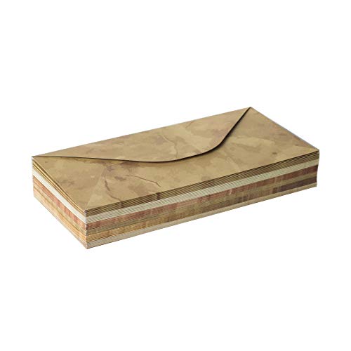 【Pack 48 】Vintage Envelopes - Vintage Style Envelopes - Classic Aged Envelopes In 6 Unique Designs - Old Looking Envelopes- Antique Style Envelopes- 4 X 8.7 Inches (48 Pack) #TOP4