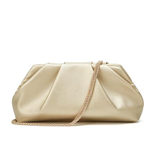 Image of Clutch Purse for Women, Vegan Leather Evening Bag, Soft Pleated PU Small Purses for Formal Wedding, Dressy Party