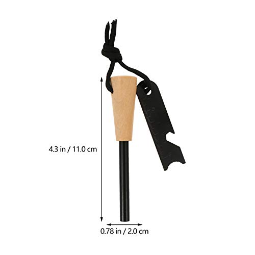 BESPORTBLE 2 peças de vara de fogo de iniciante perfurada de pedra, com raspador de paracord, haste