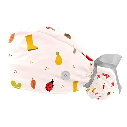 Casquettes de travail JDEZ anti-transpiration et ajustables à motifs champignons