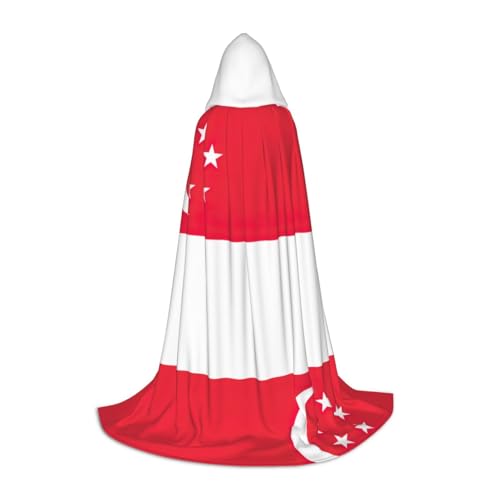 OKFSTY Capa unisex con capucha de la bandera de Singapur, disfraz de cosplay de Navidad para Halloween, carnavales, fiesta de cosplay