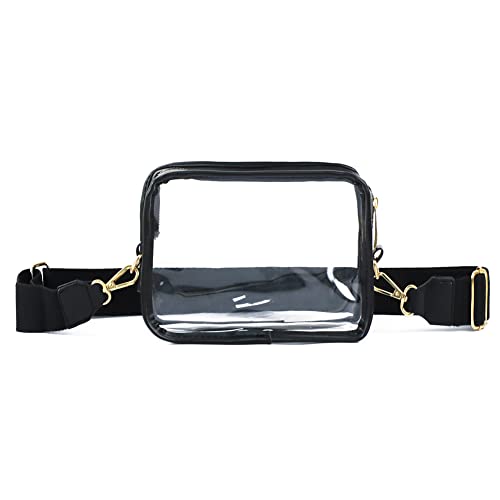 Junerain Bolsas cruzadas transparentes de PVC para mujeres y hombres, estadio aprobado, bolsa transparente para hombro, bolso de teléfono, bolso de teléfono al aire libre con cremallera para