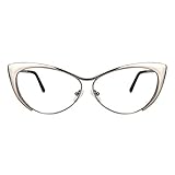 Zeelool Women's Oversized Stylish Metal Browline Cat Eye Glasses Ellen VFM0176-01 Silver