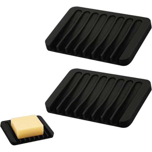 BIRLOZA - Jabonera de silicona con flujo para lavabo, pequeña caja de jabón, 2 unidades