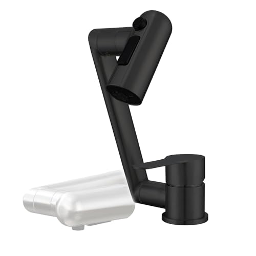 Yalsfowe Robinet de cuisine Rabattable avec 2 Jets - Mitigeur Cuisine sous Fenêtre Pliable, 1080° Rotation Robinet Evier Acier Inoxydable 304, Mitigeur Evier Rabattable,Noir