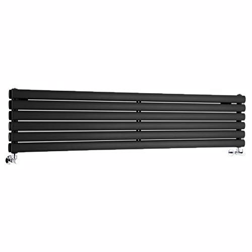 Milano Aruba Black Horizontal Double Oval Panel Radiator - 354mm x 1600mm