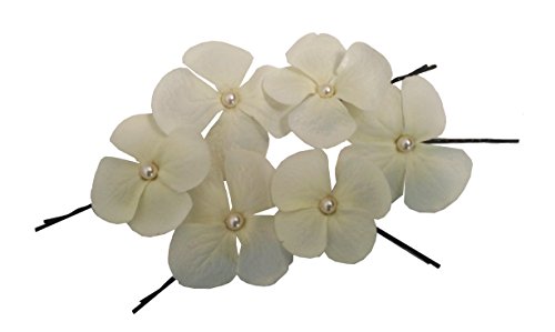 Wedding Set of 6 Small Creamy Bridal Flowers Hair Pins
