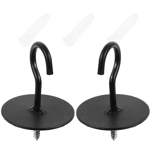 MOBUTOFU 2 Stück Runde Eisen deckenhaken Schwerlast Hängende Aufhänger mit Stabiler Basis für Innen Außen Pflanzenampel Balkon Geeignet