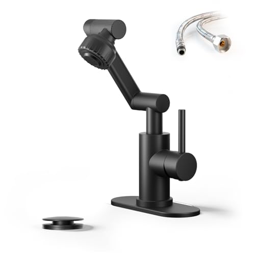 Jorilaisa 1080 Rotatable Bathroom Faucet Black SUS304 Dual Spray Modes