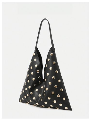 MakeMeChic Women's Single Strap Rivet Shoulder Handbags PU Leather Y2K Underarm Bags2