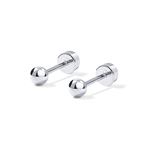 Image of PAVOI 14K Gold Plated Solid 925 Sterling Silver Posts Dainty Ball Stud Flatback Earrings for Women - Cartilage Helix Piercing Jewelry - Small Screwbacks Stud Earrings for Women