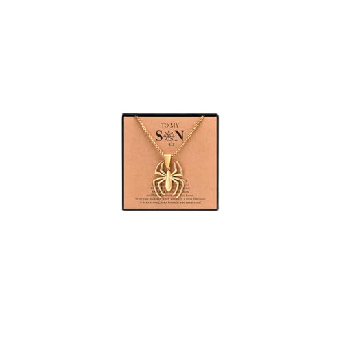 Image of Spiderman Gift Necklace Spider Pendant Necklace for Men, Silver /gold plated /Black Stainless Steel Spider Chain Spider Man Christmas Gifts Jewelry for Spider-man Fans Men Women