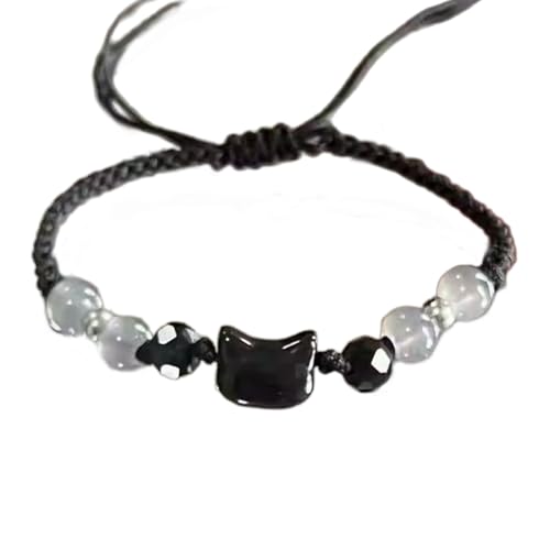 [�C���X�N] Successful Charm Sequined Bangle Achromatic Puss Plan Casual Fit Unisex Jewelry for Birth Year Symbolic Couple Beaded Jew