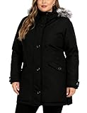 Wantdo Women's Plus Size Winter Coat Windproof Mid Length Parka Warm Long Puffer Jackets Black 3X