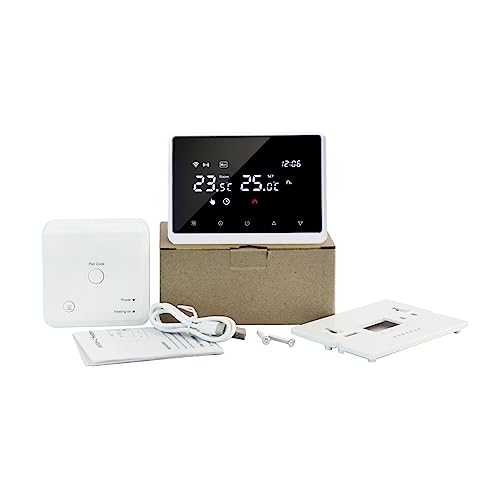 NGBFF Termostato Inteligente, Interruptor de termostato Inteligente Tuya, Controlador de Temperatura for Caldera de Gas Soporte de calefacción de Agua Pantalla LCD,para el hogar(Bianco)