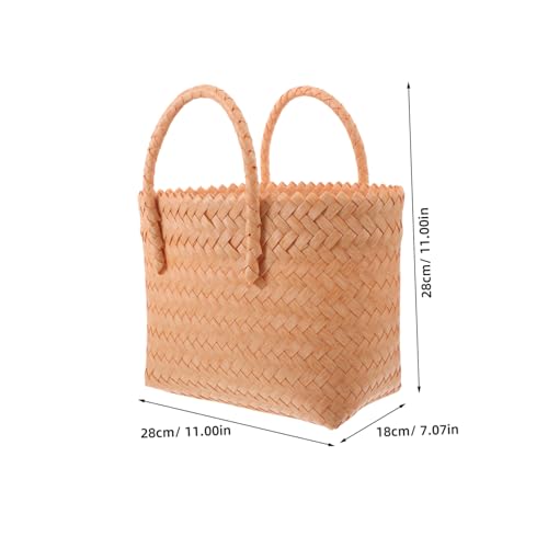 FRCOLOR Plastic Woven Beach Bag Rattan Tote Hobo Handbag for Women Travel Bag Faux Wicker Tote Handle Summer Accessory2