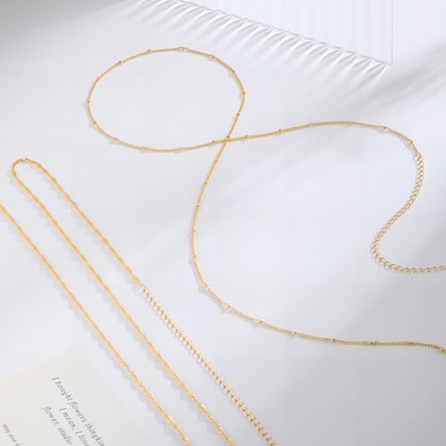 image for Sargetou Gold Waist Chain for Women Waterproof,14k Gold Plated Satelli