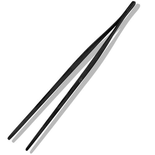 HENSSLERS Kochpinzette Edelstahl [MIT SCHWARZER TITANBESCHICHTUNG] - Pinzette Küche - Grillpinzette aus robustem Edelstahl - Küchenpinzette - Fleischpinzette - Kochzange mit einer Länge von 30 cm