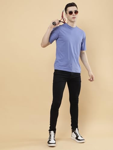 Image of POCKMAN Oversized Fit Mens Round Neck Cotton Blend Half Sleeve Plain T-Shirts.