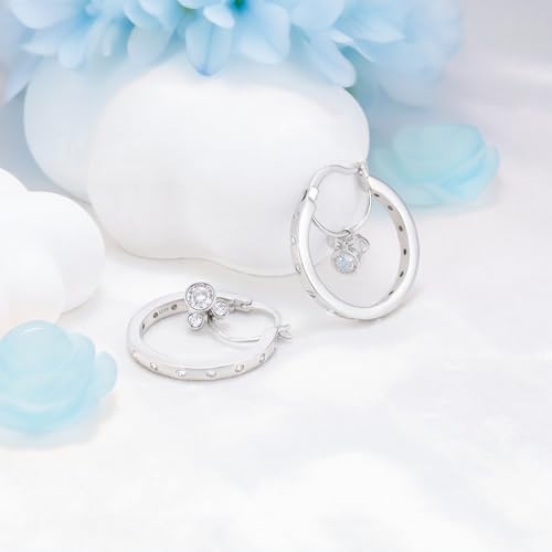 S925 Sterling Silver Mouse Hoop Earrings with Sparkling Cubic Zirconia Asymmetric Mouse Design Fashion Cartilage Huggie Hoop Charms Hypoallergenic Jewelry Birthday Gift for Women Daughter3