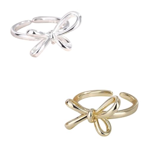 TIRROMAJA New 2026 Gift Fashion Silver Gold Color Open Finger Ring Ribbon Bowtie Butterfly For Women Her Jewelry Luxury Accessories Creative