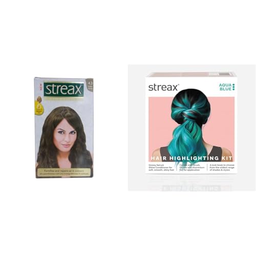 Streax Cream Hair Colour for Women & Men | Golden Brown Hair Colour Highlight Kit | Blue Hair Colour, Aqua Blue – Pack of 1