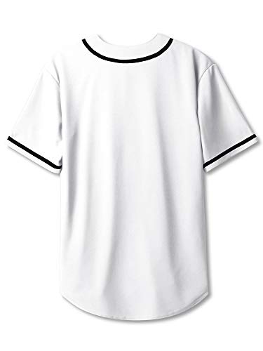 Hat And Beyond Mens Baseball Jersey Stripe Button Down Shirts Team Sports Uniforms (Large,1Dl01_White) #TOP3