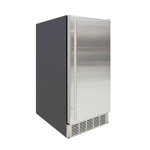 DE500IMIUSS Indoor Built-in Ice Maker in Stainless Steel | Large Clear Ice Cubes, 25 lbs. Freezer Storage, Under Counter or Cabinet | Ice Machine, Commercial, for Home Kitchen