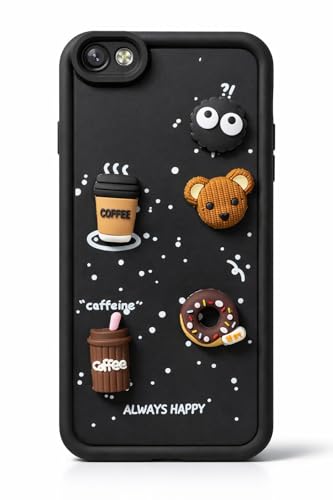 Image of Bintage Case Cute Fun Taddy| 3D Ball Bear| Donut| Coffee Rubber Case Camera Protection Back Cover Compatible for Vivo V5 / Vivo V5s - Black