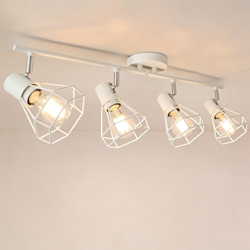 HiBay 4-Light Track Lighting, White Farmhouse Ceiling Light Fixtures, Modern