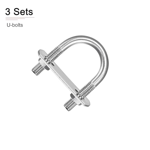 Image of DTGN M6x25x45mm(ThreadxWxL) Round U Bolt - 3Pack - Good for Trailer Pipe Replacement Parts - 304 Stainless Steel U Shape Bolts
