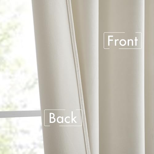 Image of MIULEE Ivory White Velvet Pinch Pleat Blackout Curtains W52 X L108 Inches