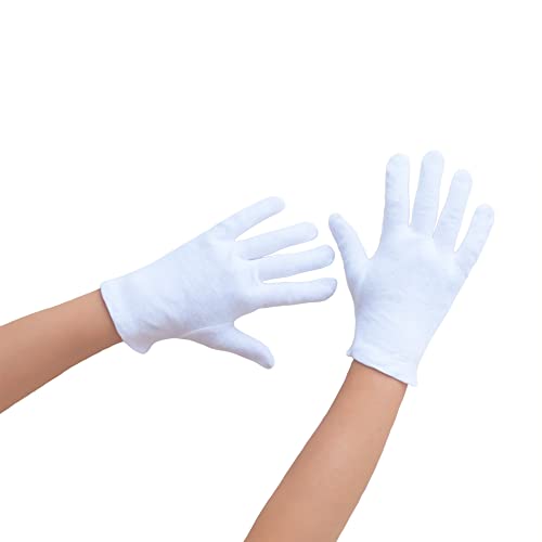 Oblique Unique® Guantes de algodón para niños en color blanco, también adecuados para manos pequeñas de adultos Cover
